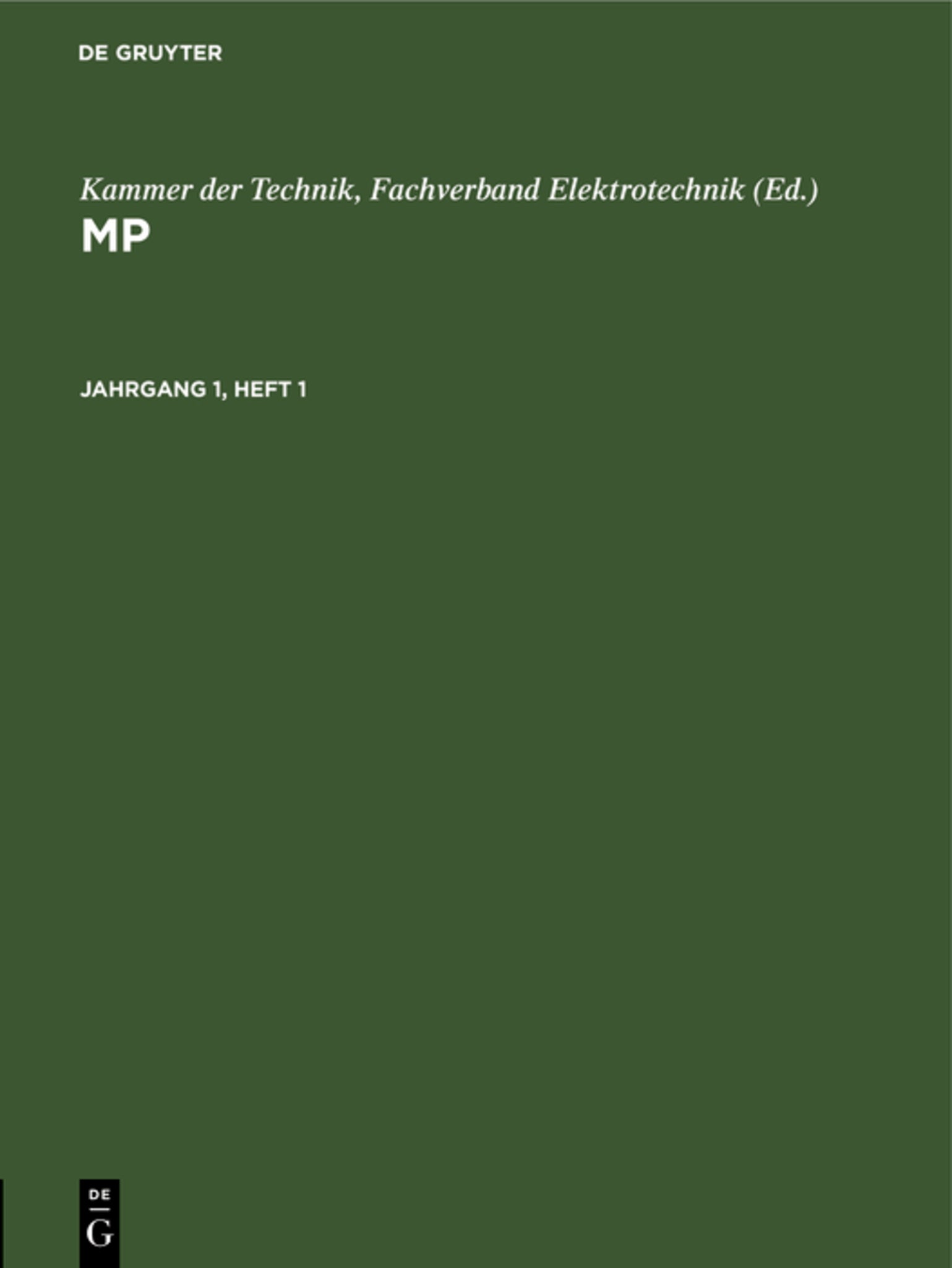 MP. Jahrgang 1, Heft 1